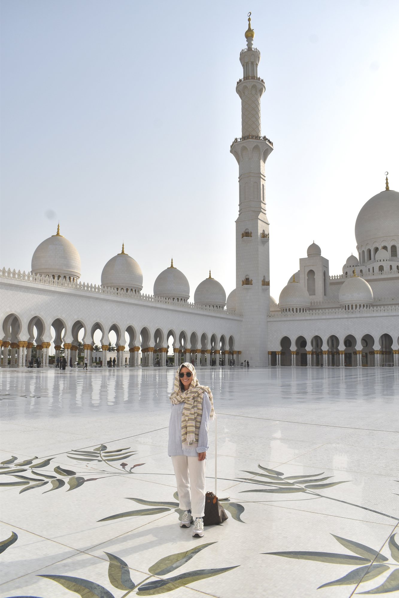 Julia at the Sheikh Zayed Grand Mosque.