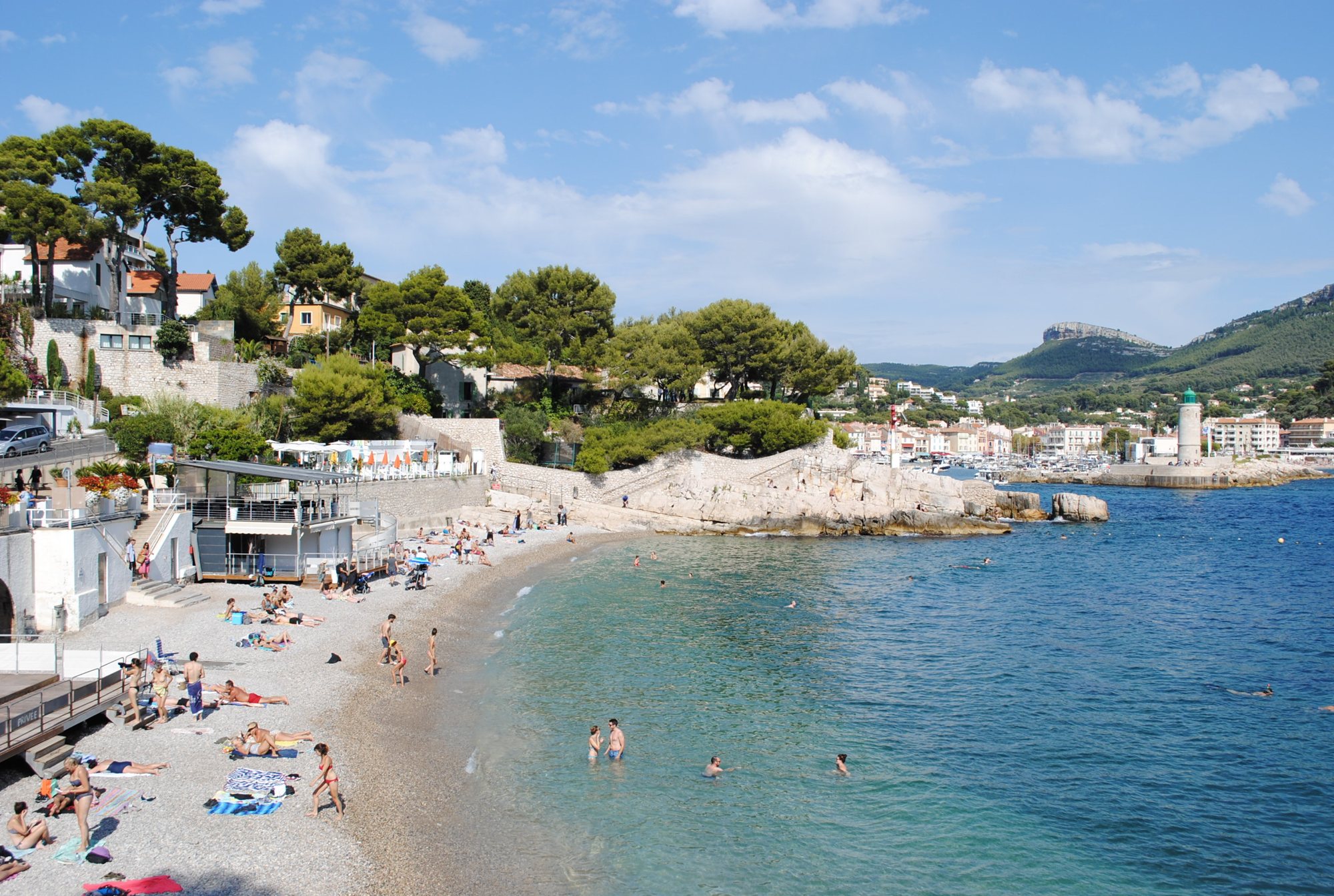 A summer cove on the Mediterranean.