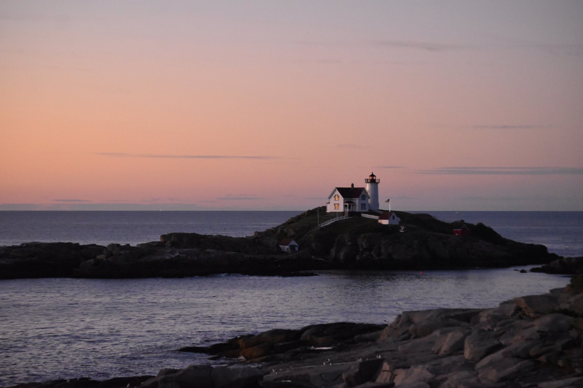 The lighthouse at sunset.