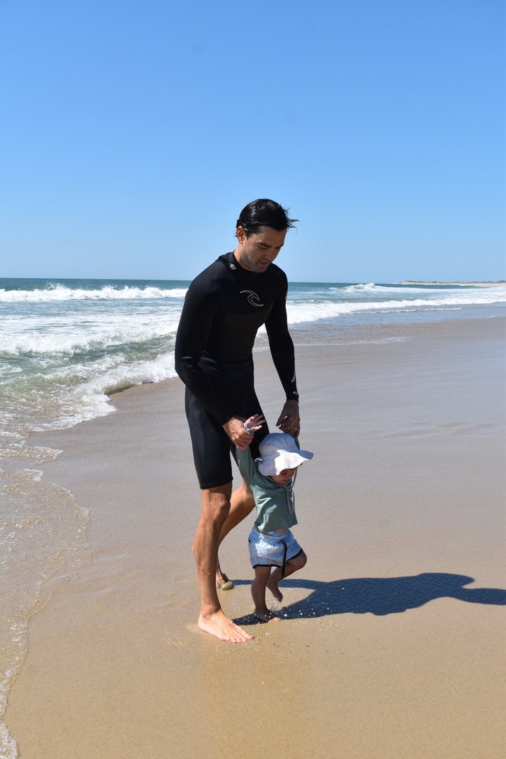 A beach walk with dad.