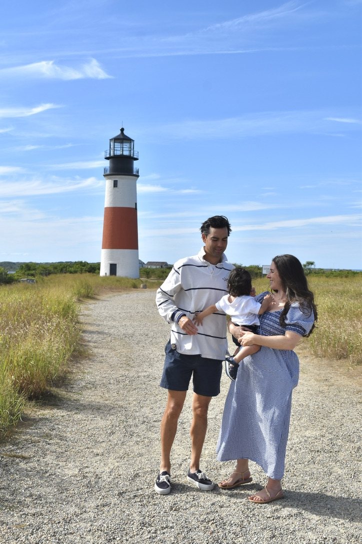 Julia and the kids by the lighthouse.