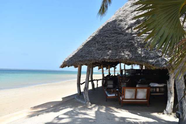 A thatched beach banda on the Kenyan coast.