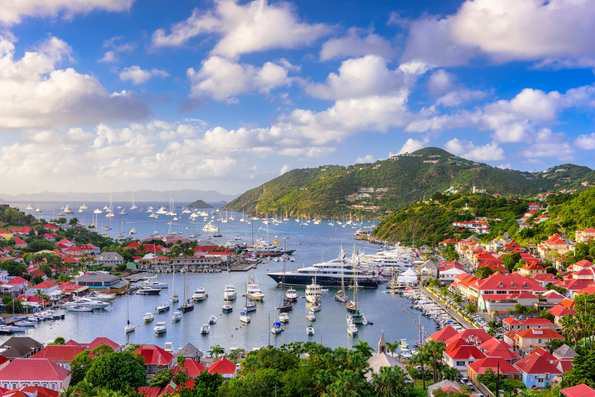 Yachts filling the harbor of Gustavia, St Barths.