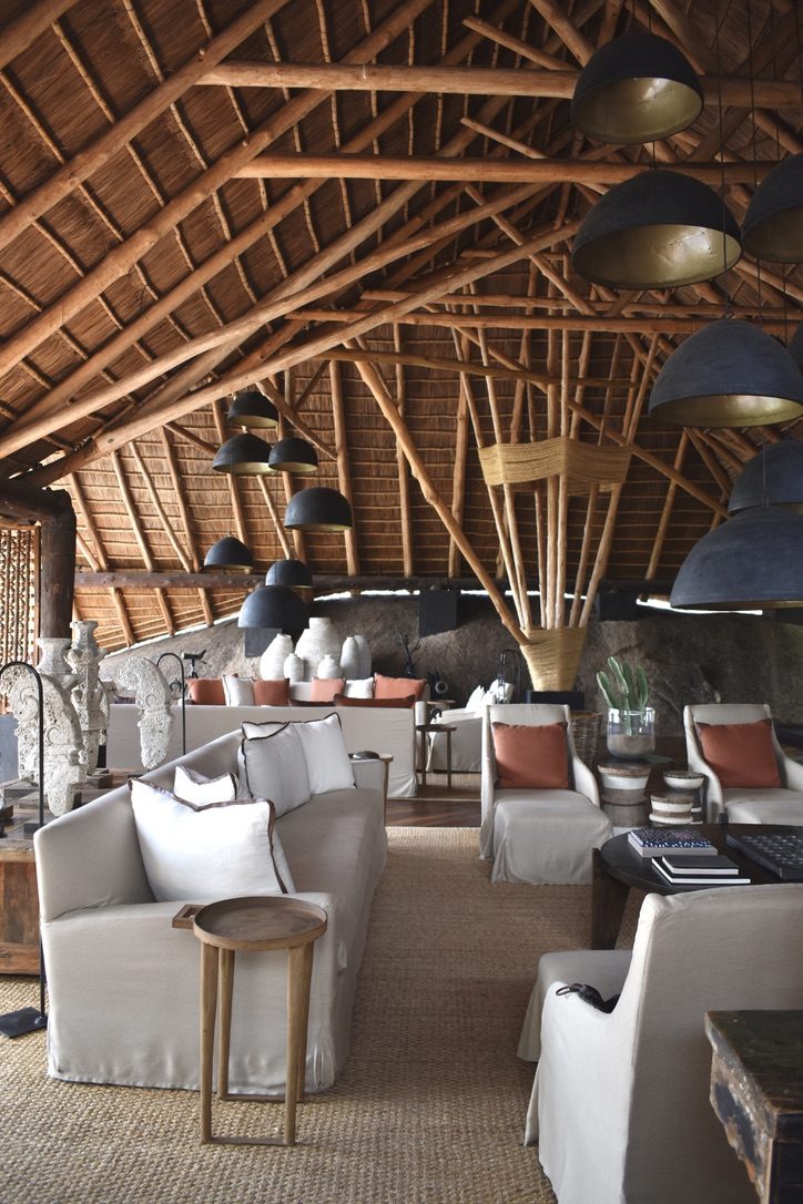 Luxury safari lodge interior.